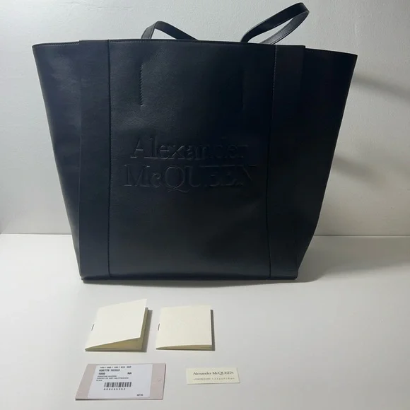 Alexander McQueen Leather Signature Shopper Tote Bag Purse 💕for Sasha - Picture 6 of 16